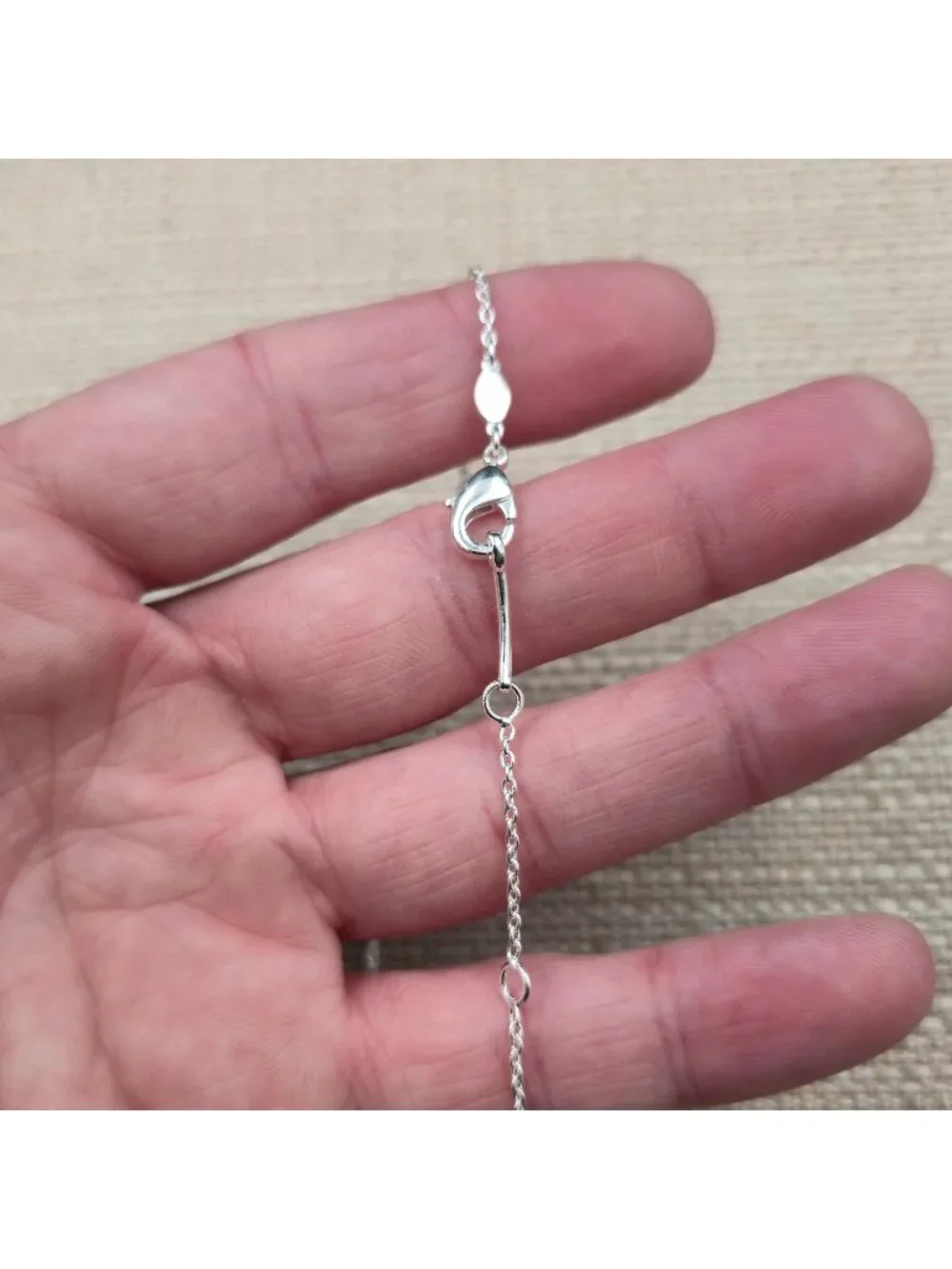 20 Inch Sterling Silver Red Stone And Clear Quartz Pendant Necklace A7410 - Picture 7 of 9